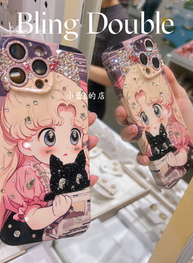 猫猫可爱公主美少女水钻手机壳适用苹果16promax15/14/13华为mate