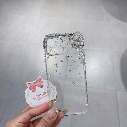 边框贴钻苹果15promax手机壳iphone13透明12透明壳14pro套ins