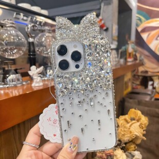 14套小清新定制 蝴蝶结苹果15promax手机壳贴钻iphone13透明12新款