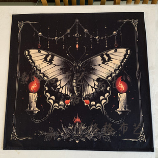 加厚绒布蝴蝶蜡烛塔罗牌桌布塔罗牌阵塔罗牌桌面布神秘塔罗桌布