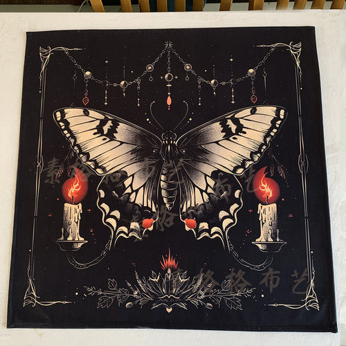 加厚绒布蝴蝶蜡烛塔罗牌桌布塔罗牌阵塔罗牌桌面布神秘塔罗桌布