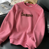 圆领套头卫衣女2025新款 洋气上衣加绒加厚秋冬季 爆款 宽松休闲时尚