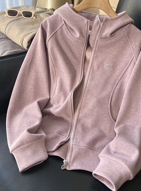柜柜品质~加绒连帽开衫外套女