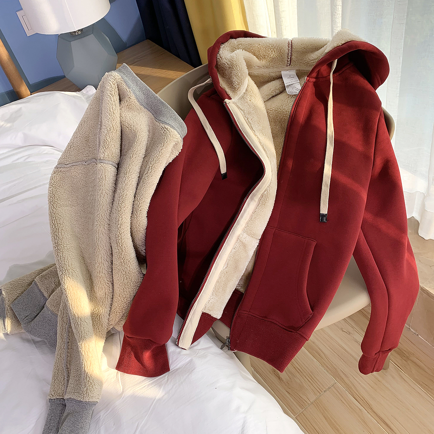 过冬小暖炉~仿羊羔绒开衫外套女