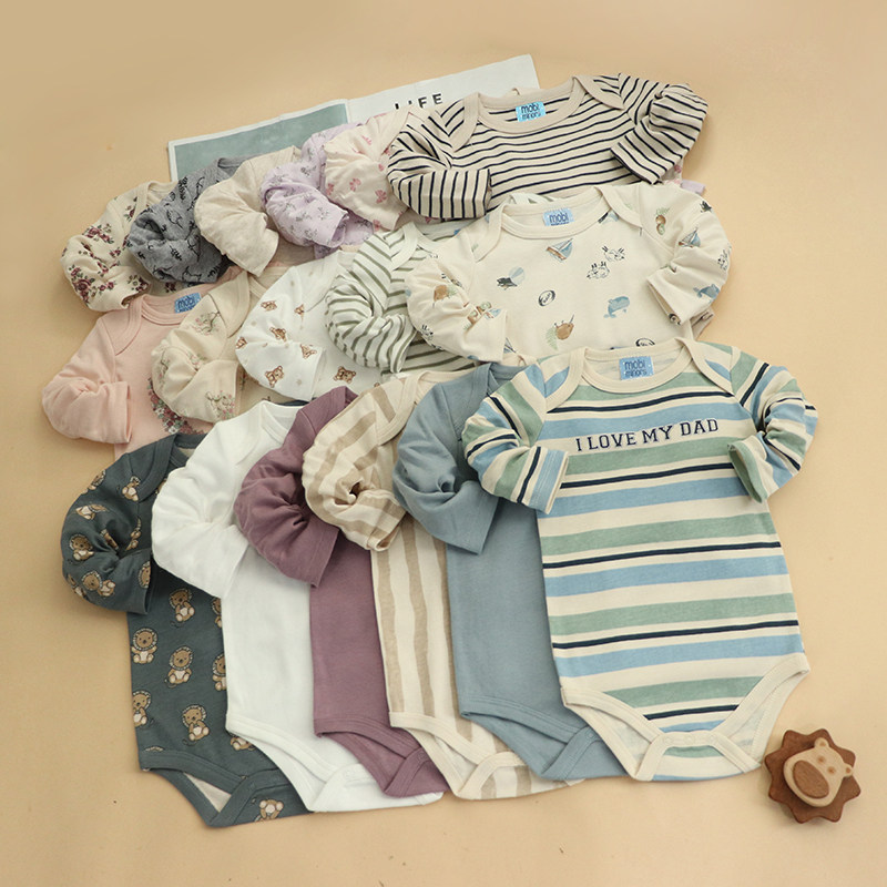 婴儿包屁衣春秋款睡衣宝宝连体衣秋季长袖三角哈新生婴幼爬衣爬服