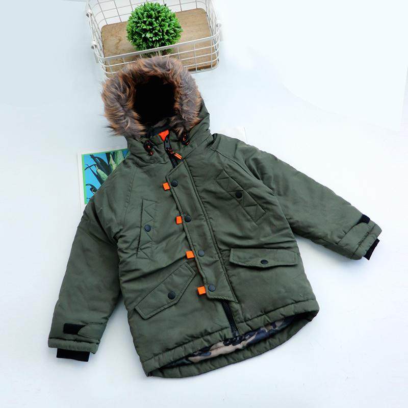 男童加绒棉衣新款冬季上衣保暖外套连帽派克棉袄4-9岁童装外套