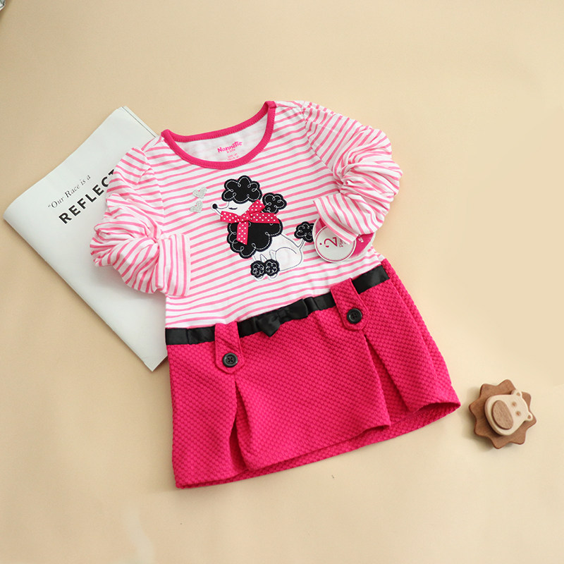 1-4岁女宝女童连衣裙假两件儿童春秋夏季条纹上衣裙子春夏装女