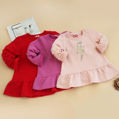 女童中长款卫衣秋冬新款一体绒加绒童装遮屁股上衣3个月-5岁