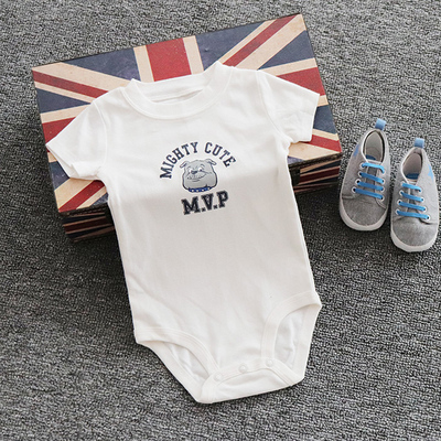 婴幼儿男童短袖纯棉夏季三角哈衣新生儿男孩包屁衣爬爬服连身衣