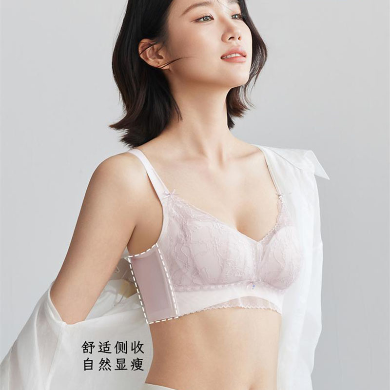 琪姝文胸8073BC薄网纱透气性感舒适上托聚拢调整侧收无钢圈内衣女