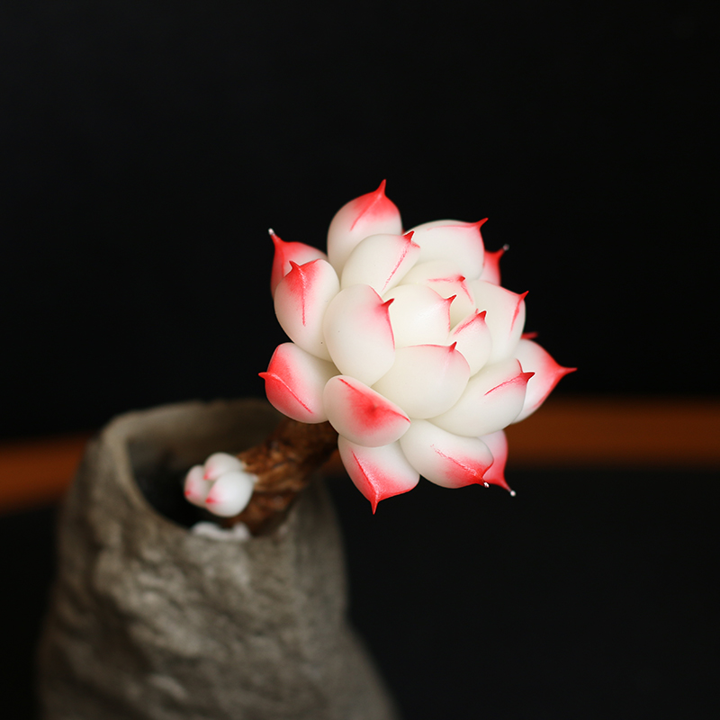 仿真花摆件树脂黏土多肉植物手工仿真多肉成品永生花盆栽客厅装饰