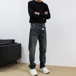 高街2025牛仔裤 子秋冬季 男士 高端潮牌加绒裤 休闲宽松直筒 新款 美式