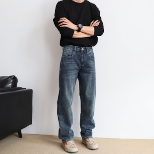 潮牌复古直筒宽松猫须水洗弹力休闲长裤 牛仔裤 美式 2026新款 子 男士