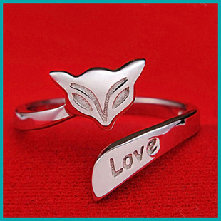 个性 时尚 饰品首饰厂家批发 韩国版 情侣指环 光面火狐狸戒指 女戒