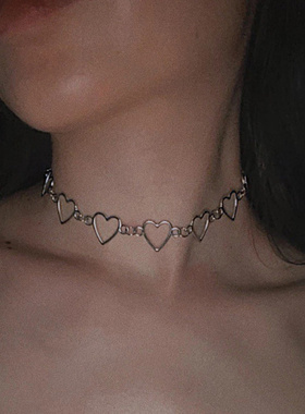 欧美跨境简约心形镂空项链个性链