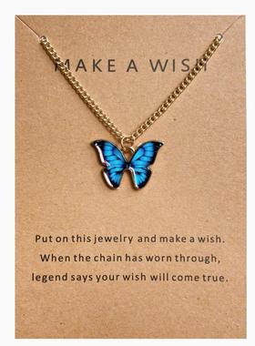 波西米亚合金蝴蝶吊坠项链速卖通