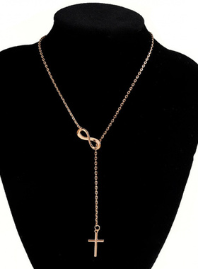 8字十字架毛衣链首饰女生流行项链 时尚潮流速卖通爆款锁骨链