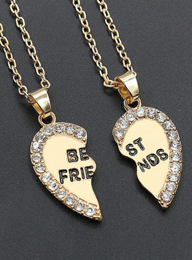 爱心英文吊坠合金项饰时尚两瓣镶