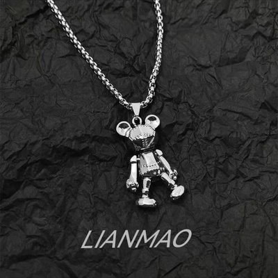 新款四肢可动小熊项链男潮流配饰