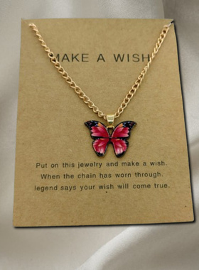 波西米亚合金蝴蝶吊坠项链速卖通