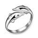 双头海豚指环恋爱海豚戒指热销 韩国饰品 双海豚开口戒指