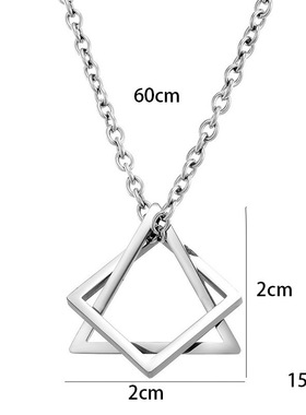 跨境几何三角形正方形组合嘻哈项链男士潮帅土酷简约吊坠配饰