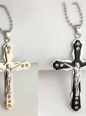 欧美吊坠项链男生潮双层挂饰