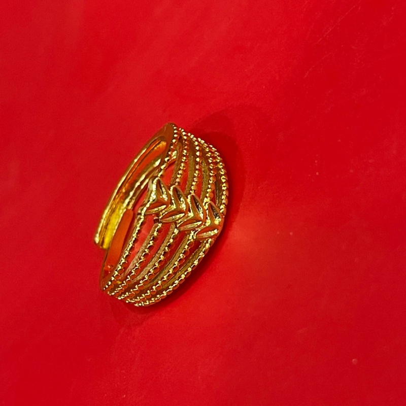 高仿镀金镀银戒指女款爱心五线转运可调节黄金色戒指送老婆礼物