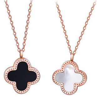 小清新玫瑰金四叶草项链女饰品网红直播首饰批发