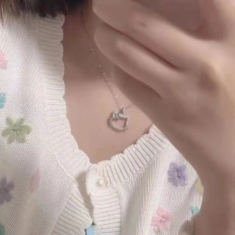 卡通Kitty猫镶钻项链时尚少女心