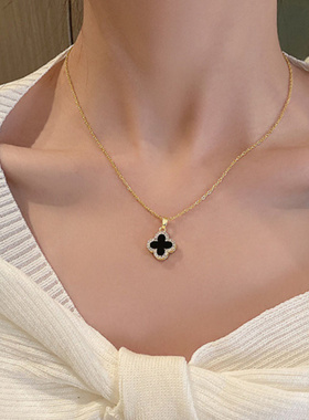 四叶草毛衣链女秋冬时尚小香风气质项链轻奢小众ins潮网红锁骨链