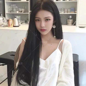 圆脸逼真隐形无痕长直发中分刘海