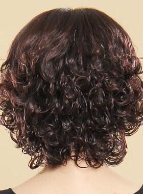 假发女时尚中长短卷发送妈妈假发蓬松自然真发假发中年女士假发套