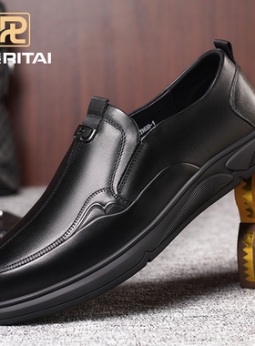 日泰男鞋2025新款真皮透气商务休闲皮鞋男软底一脚蹬中老年爸爸鞋
