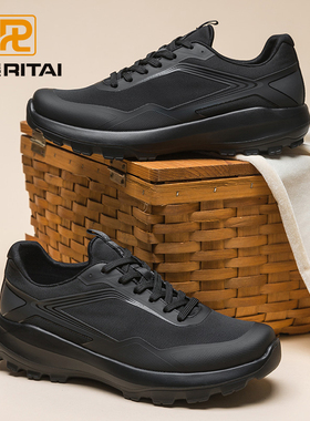 日泰跑步鞋秋季黑色运动鞋男休闲鞋轻便徒步减震透气网面软底跑鞋