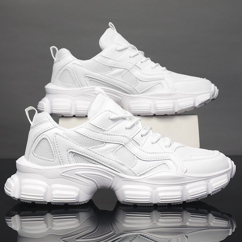 脚王KFT男鞋夏天男鞋透气小白运动鞋厚底增高网面老爹白鞋男款青