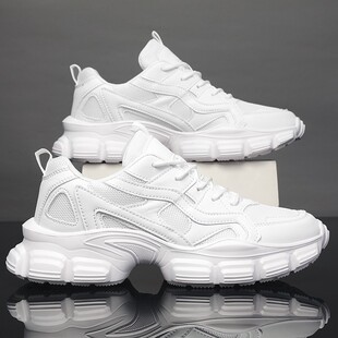 脚王KFT男鞋夏天男鞋透气小白运动鞋厚底增高网面老爹白鞋男款青