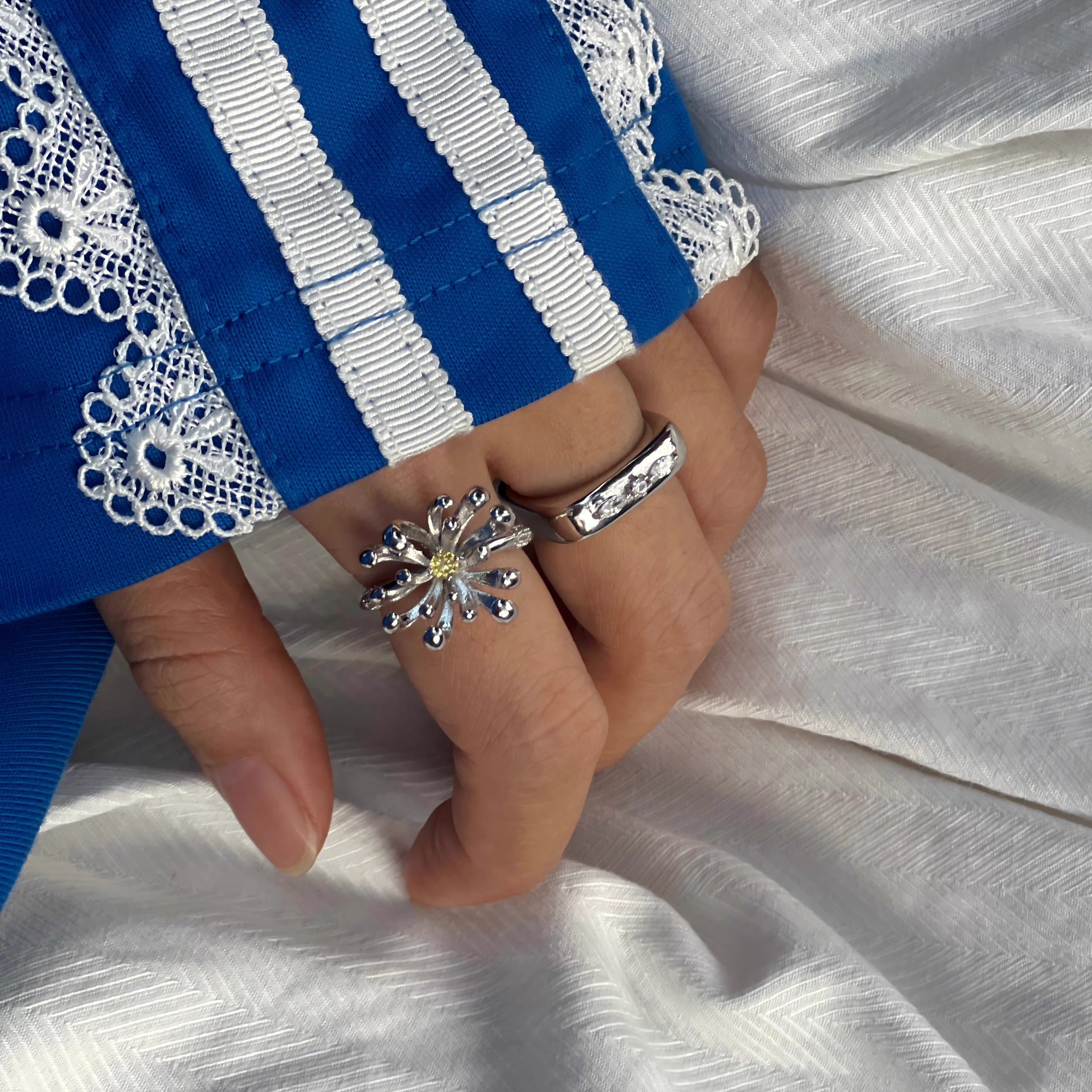 925纯银方形戒指精致小众百搭