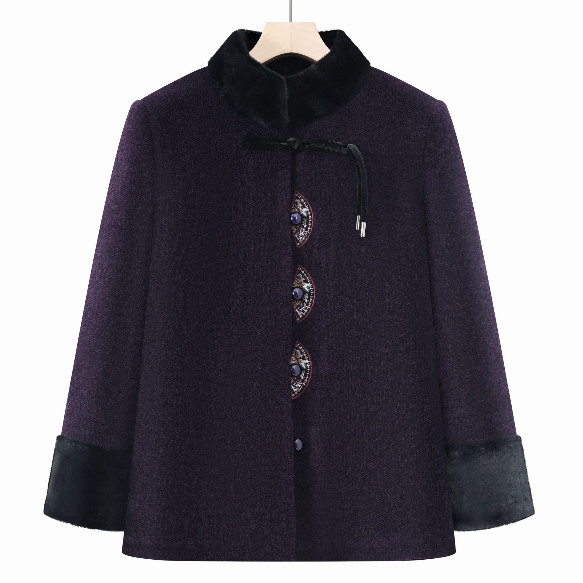 老年人冬装外套女奶奶唐装妈妈加绒上衣老人太太仿水貂绒加厚棉衣