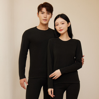 冬季羊毛蚕丝保暖内衣套装秋冬AB面男女款纯色低领秋衣秋裤打底衫