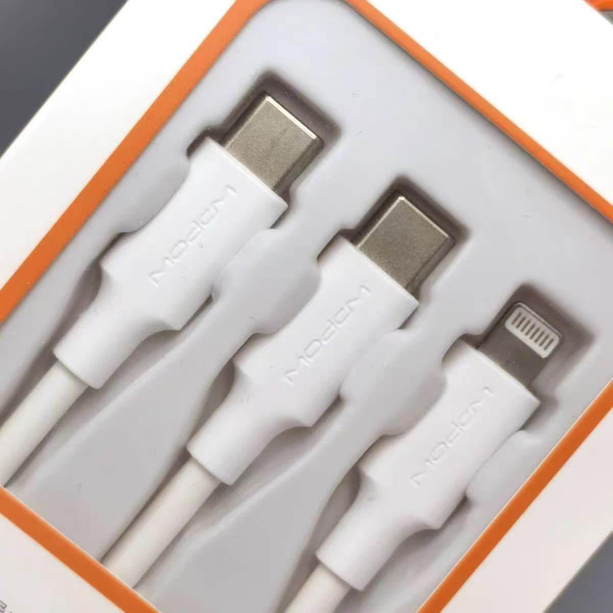 沃品三合一快充数据线适用华为荣耀手机苹果15/16通用USB充电线