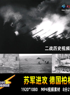 苏联军队进攻德国柏林坦克骑兵火炮步兵空军二战历史资料视频素材