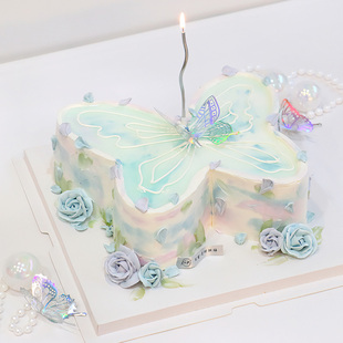 麦田 蝴蝶蛋糕进口动物奶油女士生日美女蛋糕蝴蝶主题南京配送