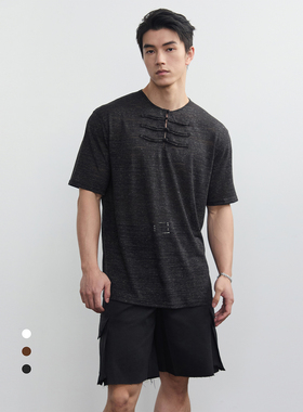 SouthStudio短袖男26新款中国风雪花纹盘扣三色舒适贴肤透气半袖