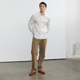 SouthStudio双色棉麻衬衫26春夏新款无性别翻领宽松质感长袖上衣