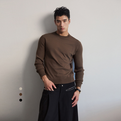 SouthStudio针织衫男女同款25秋冬款三色圆领套头打底微弹力毛衣