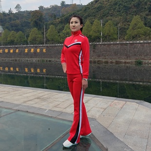 新上架佳木斯健身操运动休闲22红色长袖 NCT022 南韩丝套装