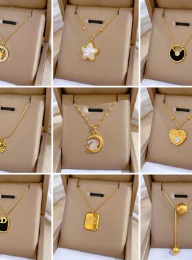 【通体钛钢】几何星球个性极简风炉内真金项链女ins网红锁骨链