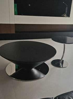 不锈钢岩板边几茶几黑白色边几方便移动沙发小边几圆形小茶几