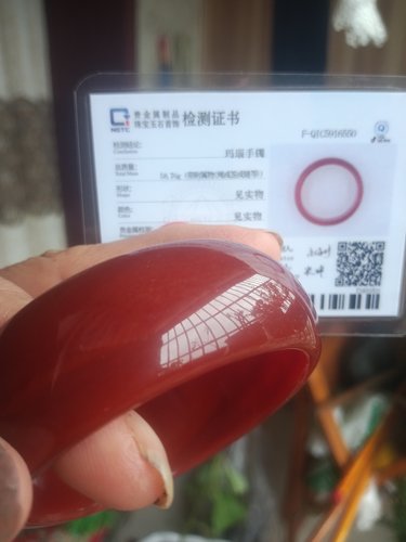 天然红玛瑙宽条手镯女款鸿运正红玉镯子带NGTC珠宝检测证书保真
